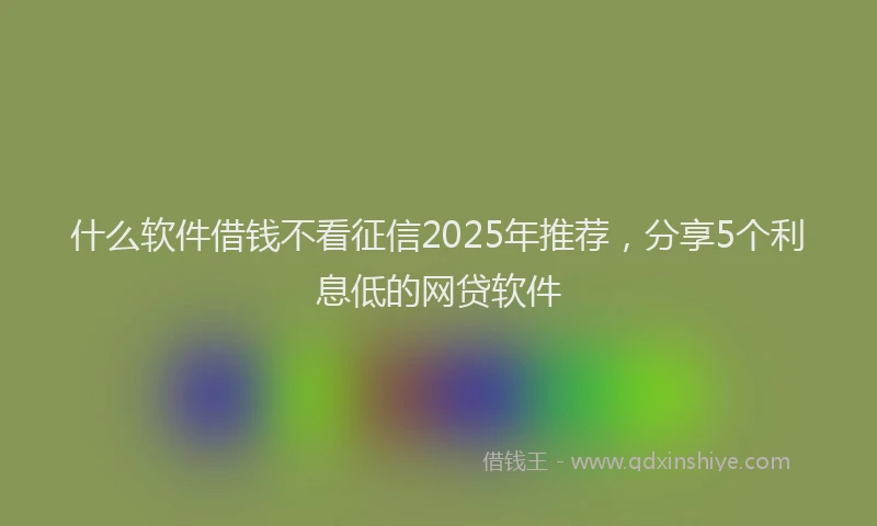 什么软件借钱不看征信2025年推荐，分享5个利息低的网贷软件
