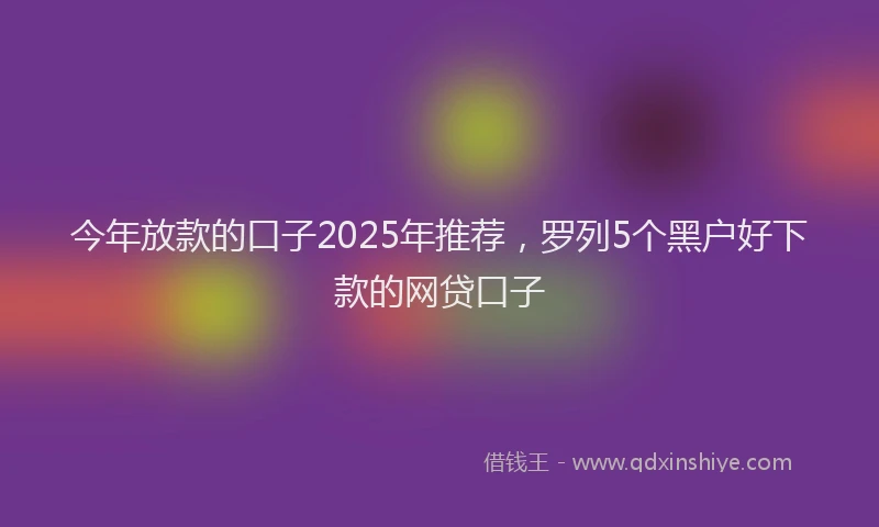 今年放款的口子2025年推荐，罗列5个黑户好下款的网贷口子