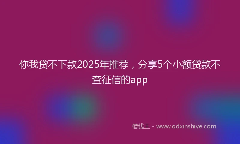 你我贷不下款2025年推荐，分享5个小额贷款不查征信的app