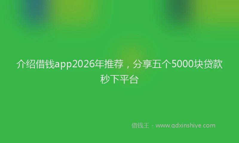 介绍借钱app2026年推荐，分享五个5000块贷款秒下平台