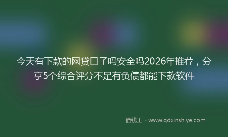 今天有下款的网贷口子吗安全吗2026年推荐,分享5个综合评分不足有负债都能下款软件