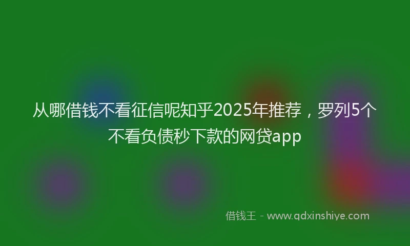 从哪借钱不看征信呢知乎2025年推荐，罗列5个不看负债秒下款的网贷app