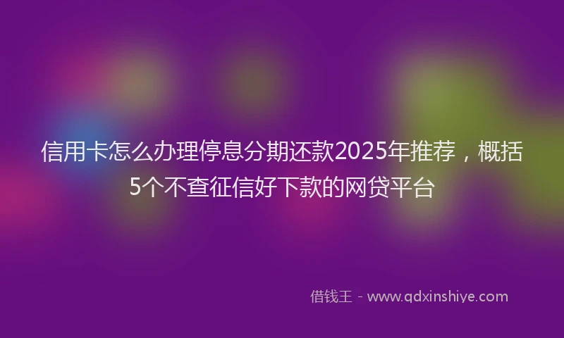 信用卡怎么办理停息分期还款2025年推荐，概括5个不查征信好下款的网贷平台