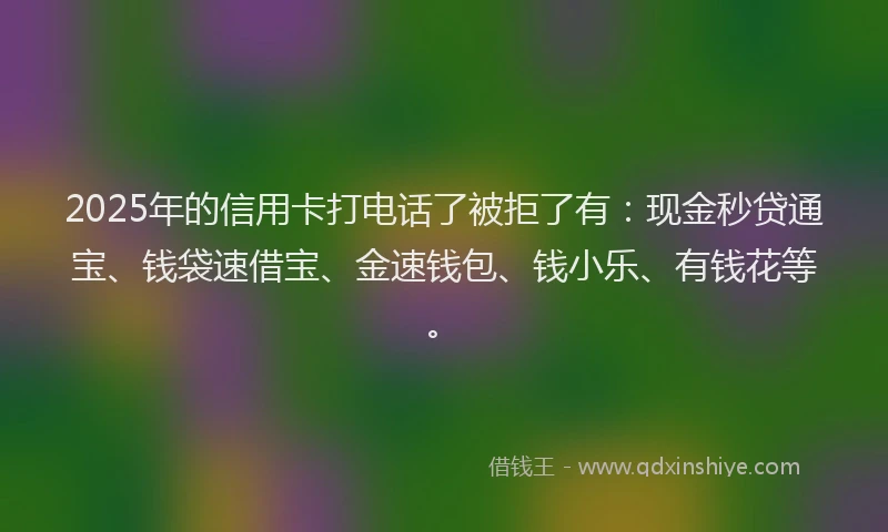 2025年的信用卡打电话了被拒了有：现金秒贷通宝、钱袋速借宝、金速钱包、钱小乐、有钱花等。