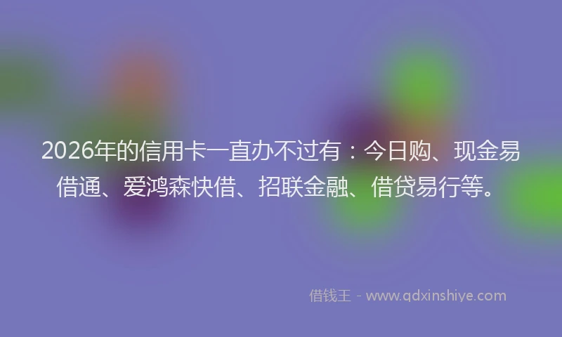 2026年的信用卡一直办不过有：今日购、现金易借通、爱鸿森快借、招联金融、借贷易行等。