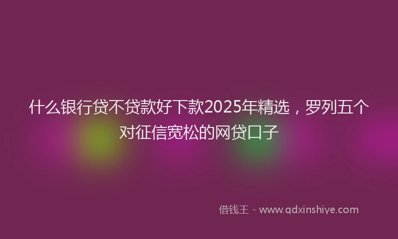 什么银行贷不贷款好下款2025年精选，罗列五个对征信宽松的网贷口子
