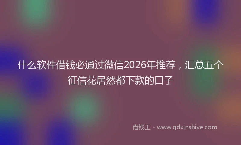 什么软件借钱必通过微信2026年推荐,汇总五个征信花居然都下款的口子