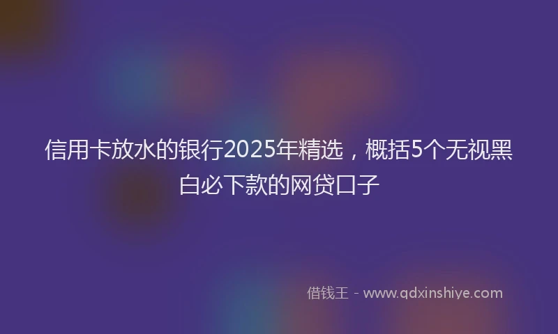 信用卡放水的银行2025年精选，概括5个无视黑白必下款的网贷口子