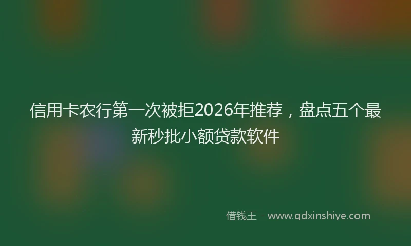 信用卡农行第一次被拒2026年推荐,盘点五个最新秒批小额贷款软件