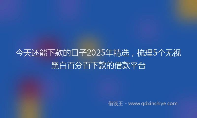 今天还能下款的口子2025年精选,梳理5个无视黑白百分百下款的借款平台