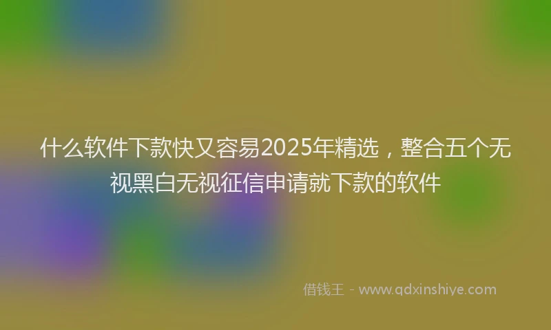 什么软件下款快又容易2025年精选，整合五个无视黑白无视征信申请就下款的软件
