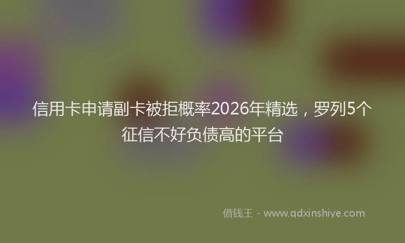 信用卡申请副卡被拒概率2026年精选，罗列5个征信不好负债高的平台