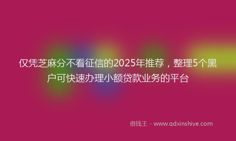 仅凭芝麻分不看征信的2025年推荐，整理5个黑户可快速办理小额贷款业务的平台