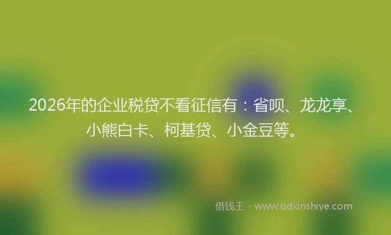 2026年的企业税贷不看征信有：省呗、龙龙享、小熊白卡、柯基贷、小金豆等。