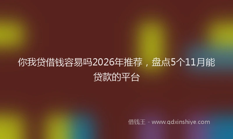 你我贷借钱容易吗2026年推荐，盘点5个11月能贷款的平台