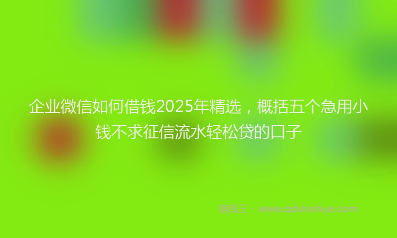 企业微信如何借钱2025年精选，概括五个急用小钱不求征信流水轻松贷的口子