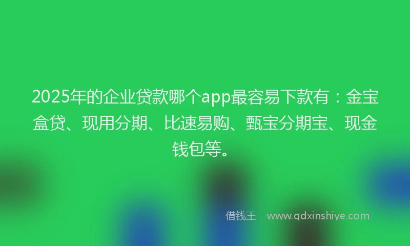 2025年的企业贷款哪个app最容易下款有:金宝盒贷、现用分期、比速易购、甄宝分期宝、现金钱包等。