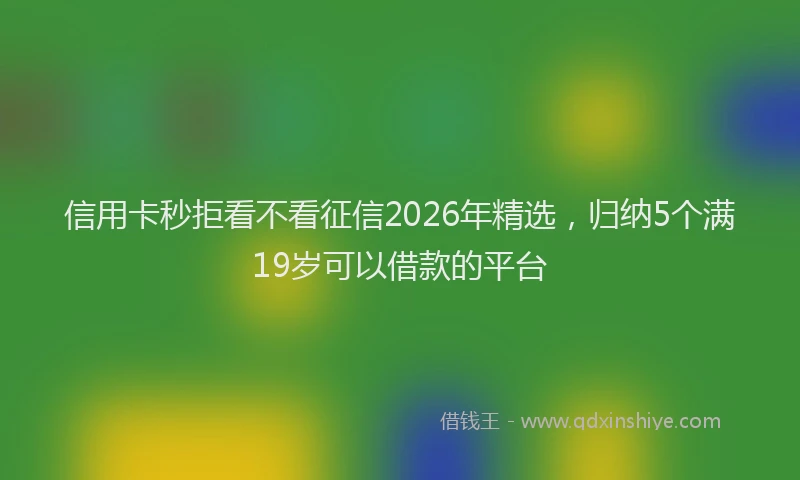 信用卡秒拒看不看征信2026年精选，归纳5个满19岁可以借款的平台