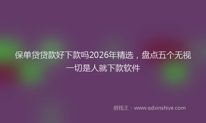 保单贷贷款好下款吗2026年精选，盘点五个无视一切是人就下款软件