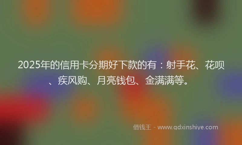 2025年的信用卡分期好下款的有:射手花、花呗、疾风购、月亮钱包、金满满等。