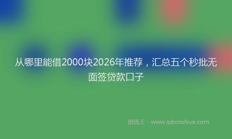 从哪里能借2000块2026年推荐，汇总五个秒批无面签贷款口子