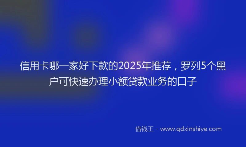 信用卡哪一家好下款的2025年推荐，罗列5个黑户可快速办理小额贷款业务的口子