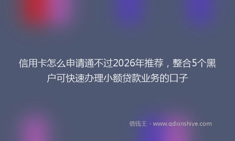 信用卡怎么申请通不过2026年推荐，整合5个黑户可快速办理小额贷款业务的口子