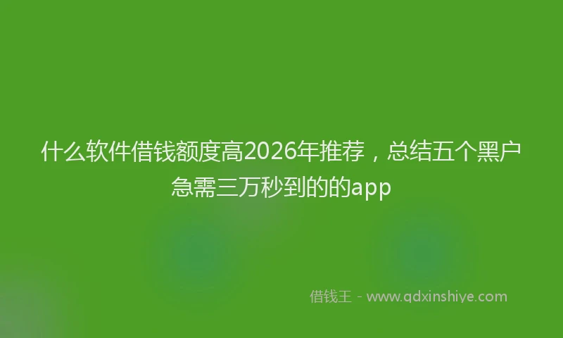 什么软件借钱额度高2026年推荐,总结五个黑户急需三万秒到的的app