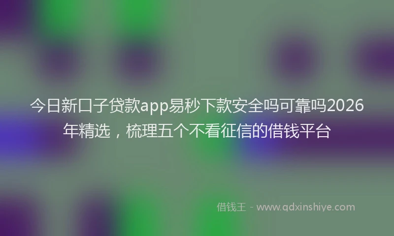 今日新口子贷款app易秒下款安全吗可靠吗2026年精选，梳理五个不看征信的借钱平台