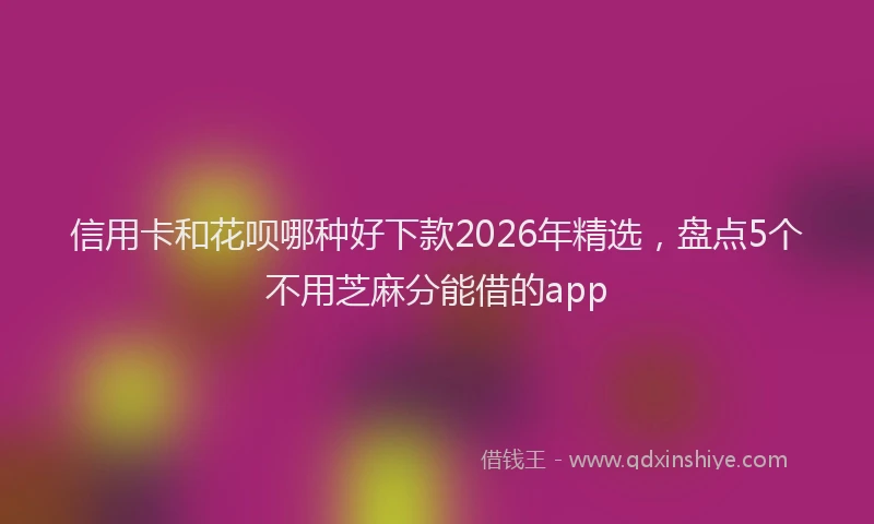信用卡和花呗哪种好下款2026年精选，盘点5个不用芝麻分能借的app