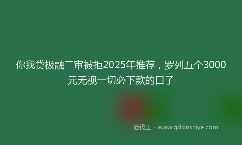 你我贷极融二审被拒2025年推荐，罗列五个3000元无视一切必下款的口子