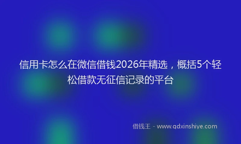 信用卡怎么在微信借钱2026年精选,概括5个轻松借款无征信记录的平台