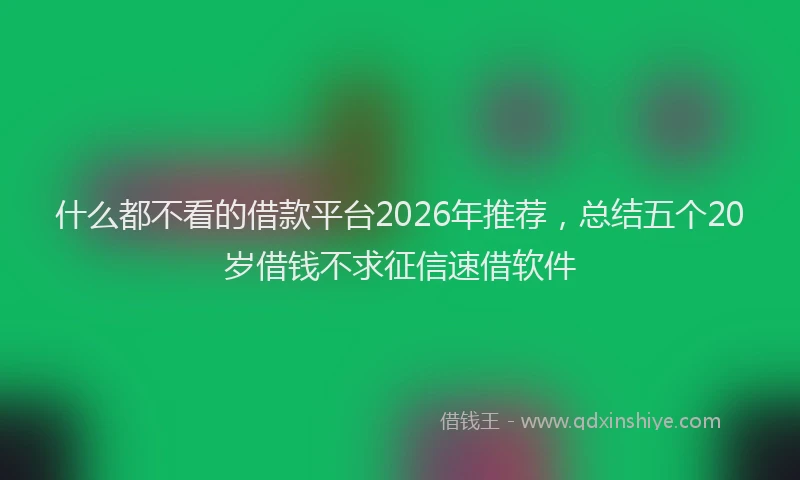 什么都不看的借款平台2026年推荐，总结五个20岁借钱不求征信速借软件