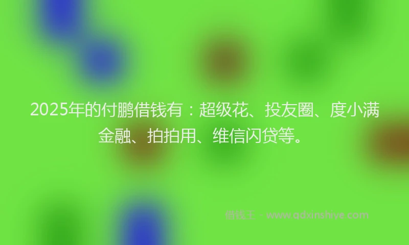 2025年的付鹏借钱有：超级花、投友圈、度小满金融、拍拍用、维信闪贷等。