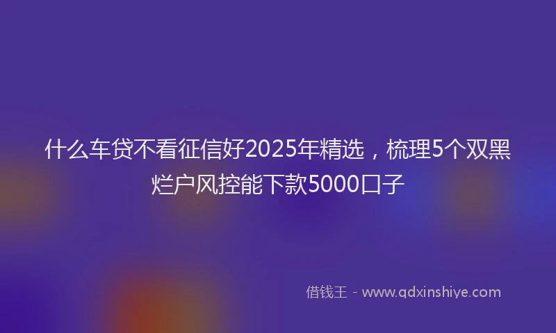 什么车贷不看征信好2025年精选，梳理5个双黑烂户风控能下款5000口子