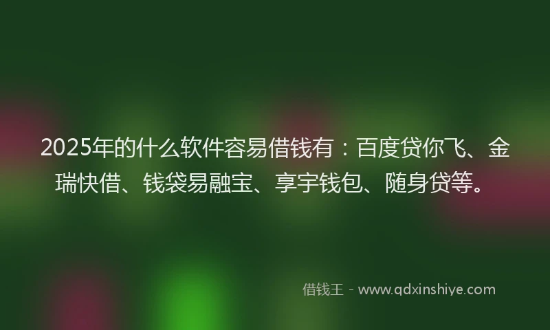 2025年的什么软件容易借钱有：百度贷你飞、金瑞快借、钱袋易融宝、享宇钱包、随身贷等。
