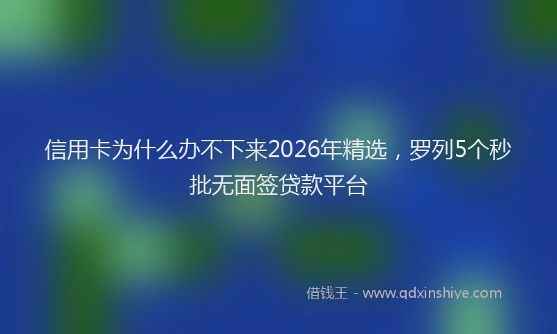信用卡为什么办不下来2026年精选，罗列5个秒批无面签贷款平台