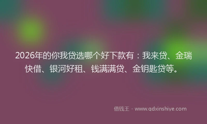 2026年的你我贷选哪个好下款有:我来贷、金瑞快借、银河好租、钱满满贷、金钥匙贷等。