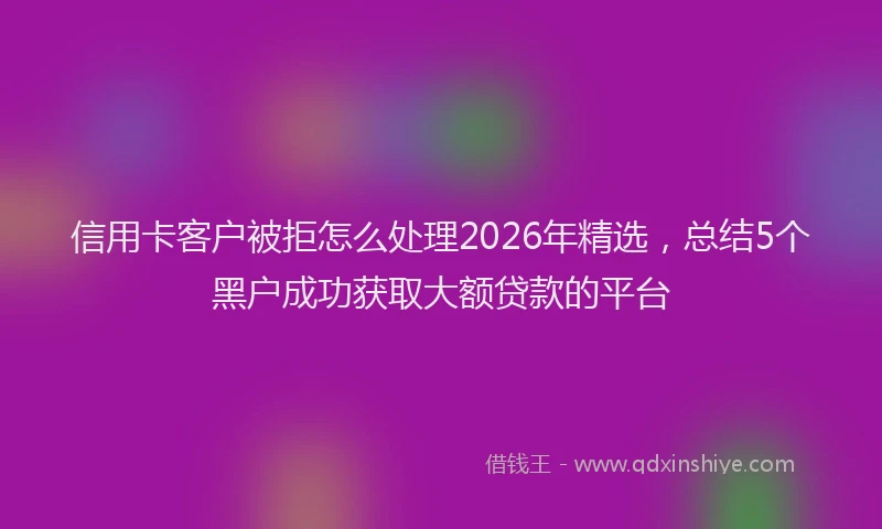 信用卡客户被拒怎么处理2026年精选，总结5个黑户成功获取大额贷款的平台