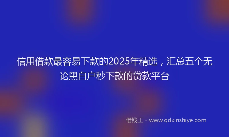 信用借款最容易下款的2025年精选，汇总五个无论黑白户秒下款的贷款平台