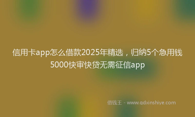 信用卡app怎么借款2025年精选，归纳5个急用钱5000快审快贷无需征信app