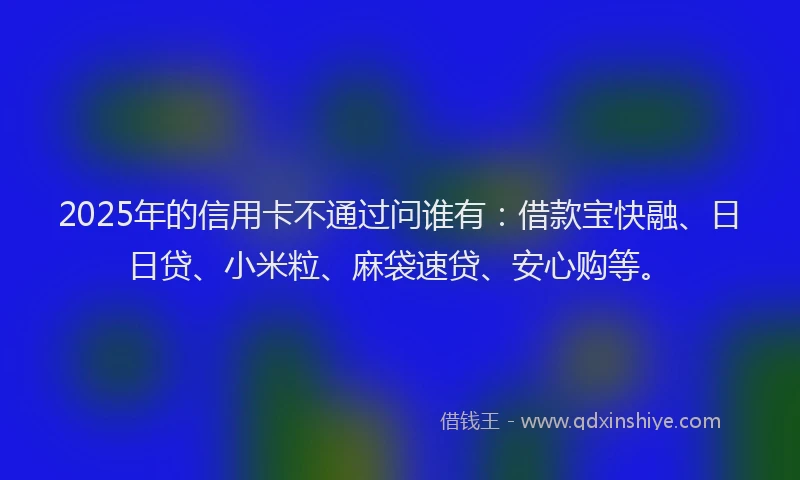 2025年的信用卡不通过问谁有:借款宝快融、日日贷、小米粒、麻袋速贷、安心购等。