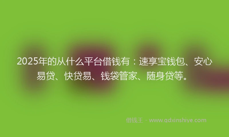 2025年的从什么平台借钱有：速享宝钱包、安心易贷、快贷易、钱袋管家、随身贷等。