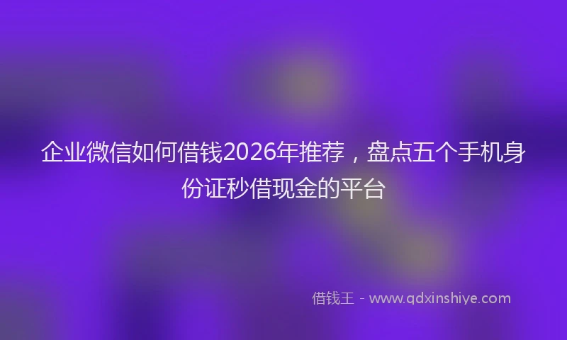 企业微信如何借钱2026年推荐,盘点五个手机身份证秒借现金的平台