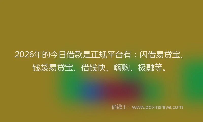 2026年的今日借款是正规平台有:闪借易贷宝、钱袋易贷宝、借钱快、嗨购、极融等。