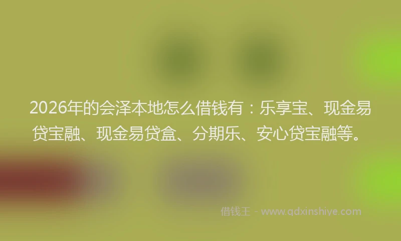 2026年的会泽本地怎么借钱有：乐享宝、现金易贷宝融、现金易贷盒、分期乐、安心贷宝融等。