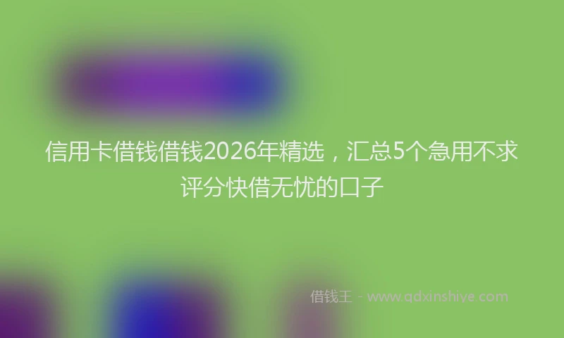 信用卡借钱借钱2026年精选，汇总5个急用不求评分快借无忧的口子