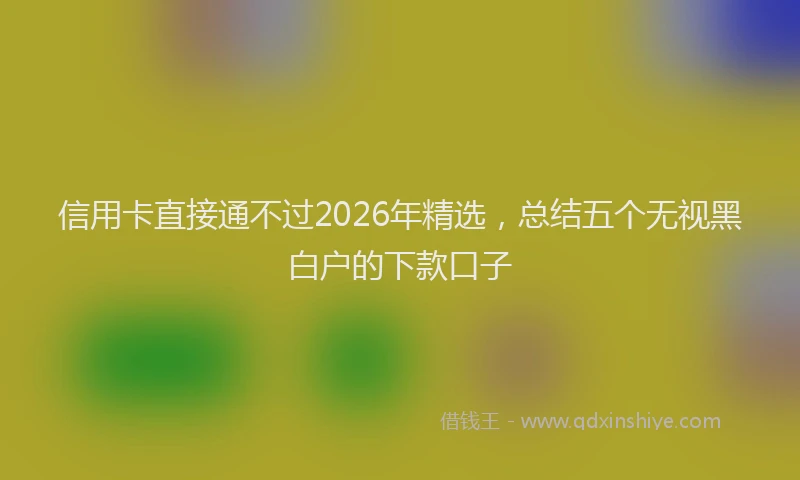 信用卡直接通不过2026年精选，总结五个无视黑白户的下款口子