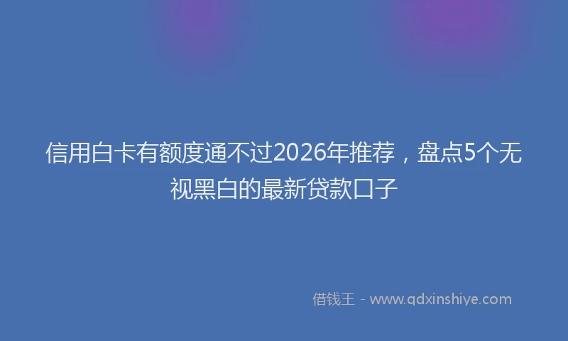 信用白卡有额度通不过2026年推荐，盘点5个无视黑白的最新贷款口子
