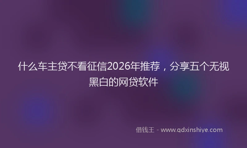 什么车主贷不看征信2026年推荐，分享五个无视黑白的网贷软件